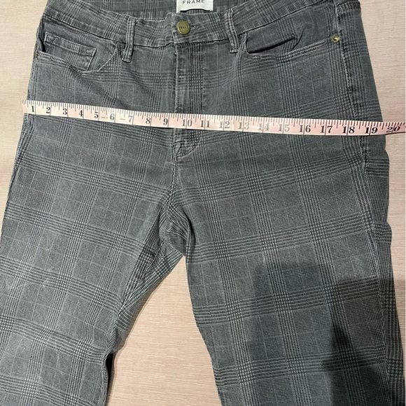 FRAME Le Crop Mini Boot checked mid-rise kick-flare jeans size 33 glen plaid - Picture 9 of 16